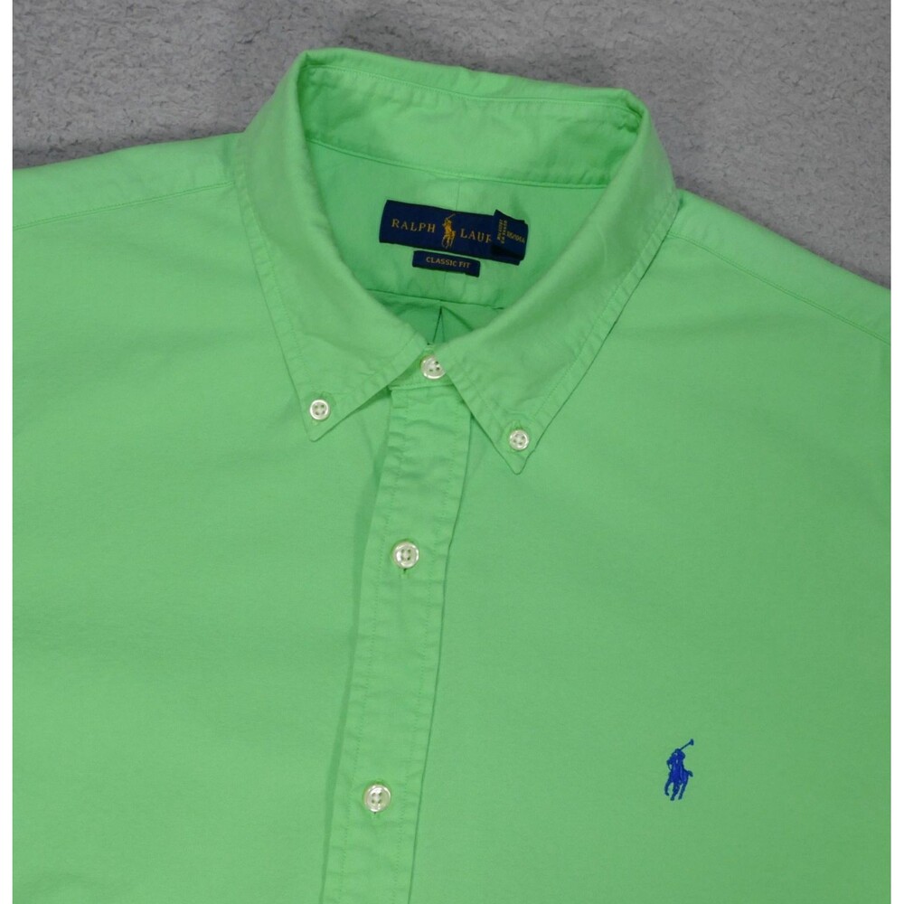 Polo Ralph Lauren Shirt Men XL Classic Chambray Green Button Down Long Sleeve